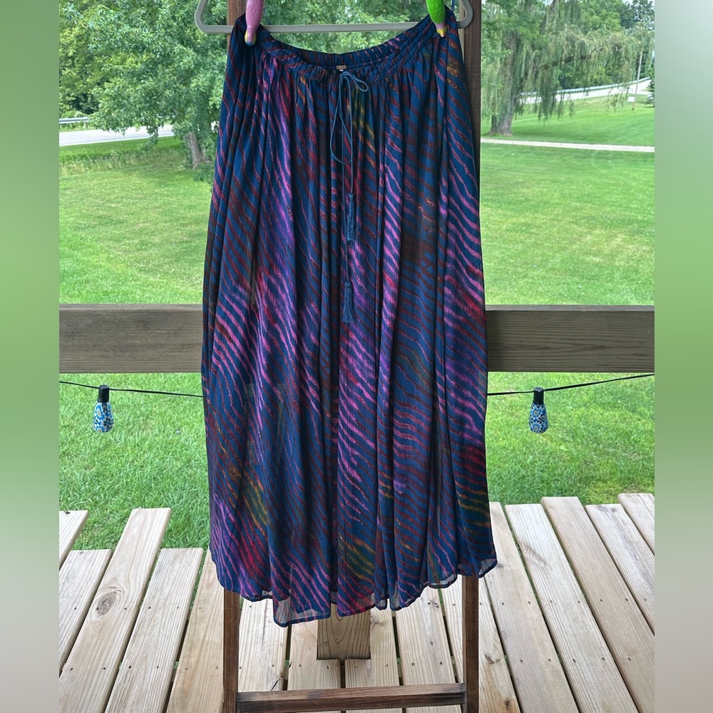 Free People True To You Rainbow Tiger Print Maxi Skirt